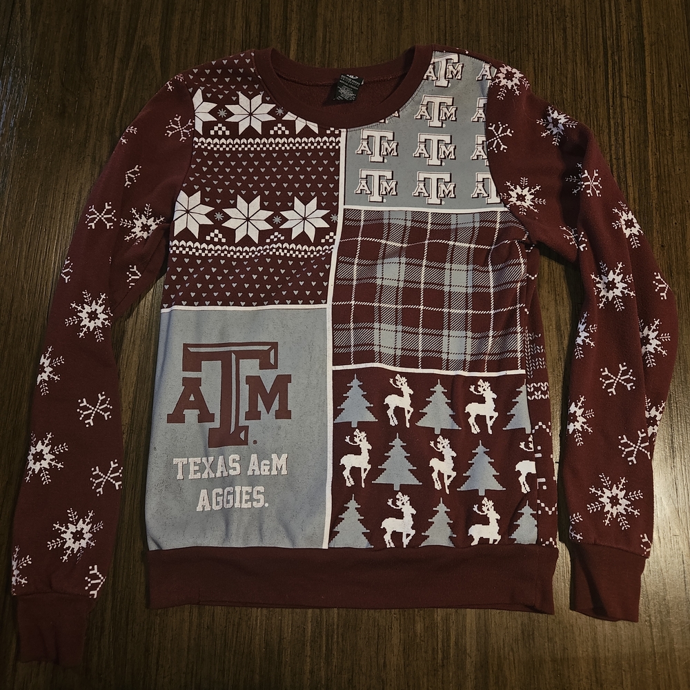 Recycled Karma Burgundy and White Crewneck Sweater